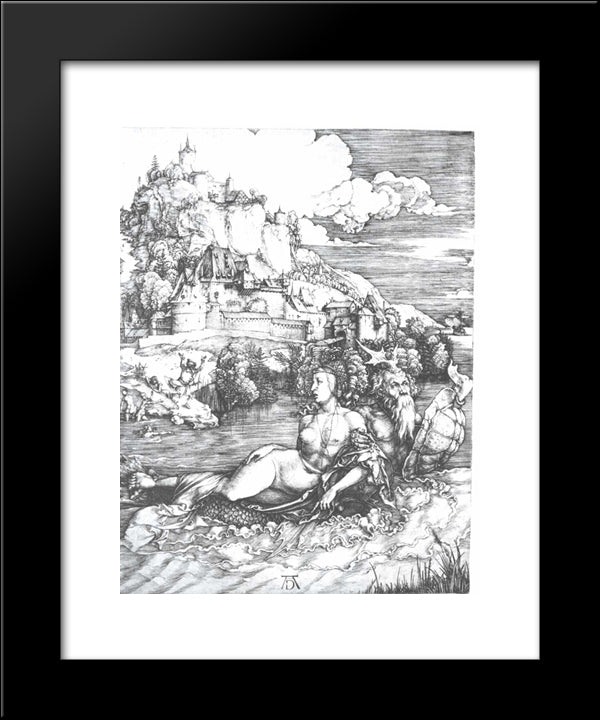 A Sea Monster Bearing Away A Princess 20x24 Black Modern Wood Framed Art Print Poster by Durer, Albrecht