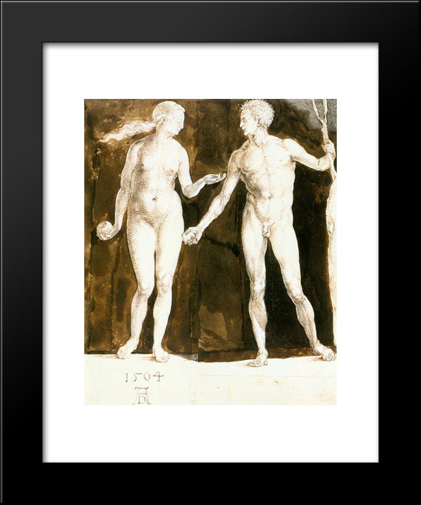 Adam And Eve 20x24 Black Modern Wood Framed Art Print Poster by Durer, Albrecht