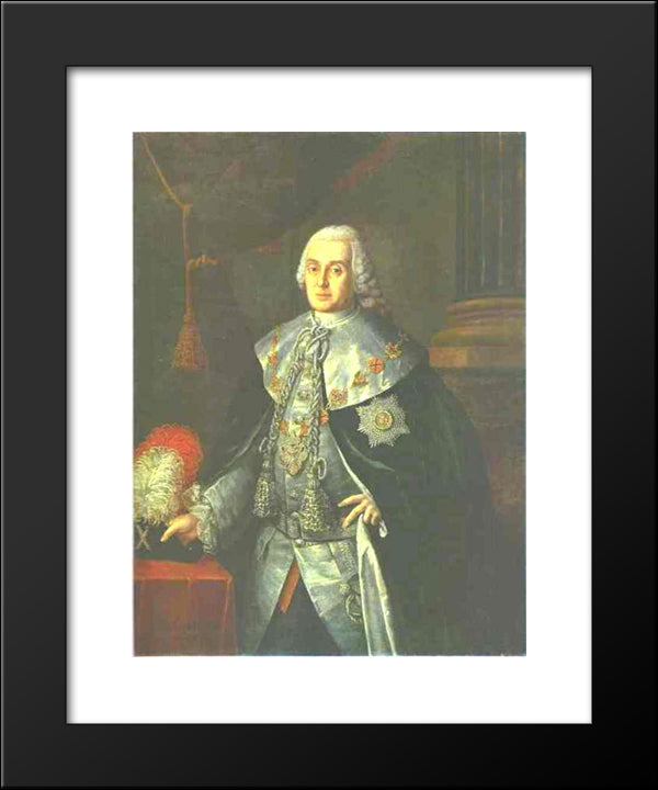 Portrait Of General In Chief, Count William W.Fermor 20x24 Black Modern Wood Framed Art Print Poster by Antropov, Aleksey