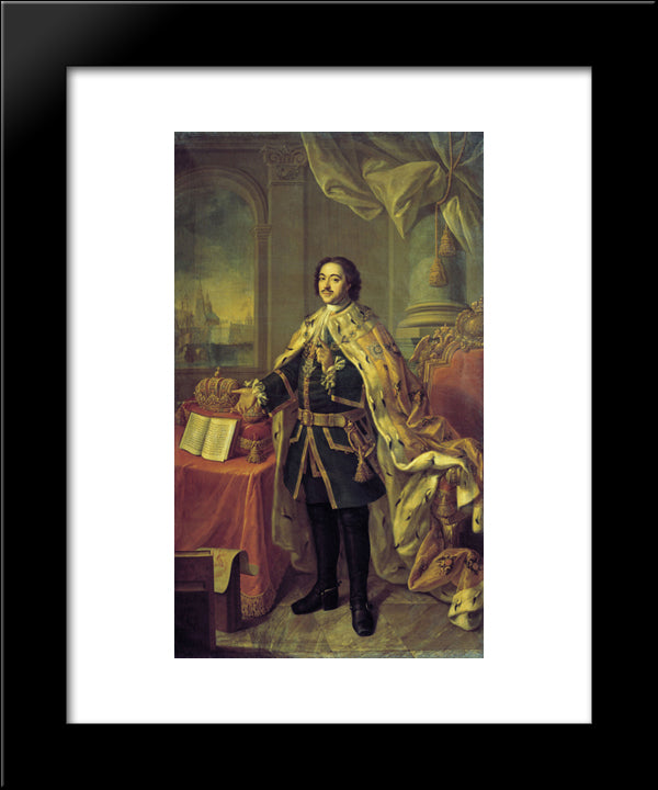 Portrait Of Tsar Peter I 20x24 Black Modern Wood Framed Art Print Poster by Antropov, Aleksey