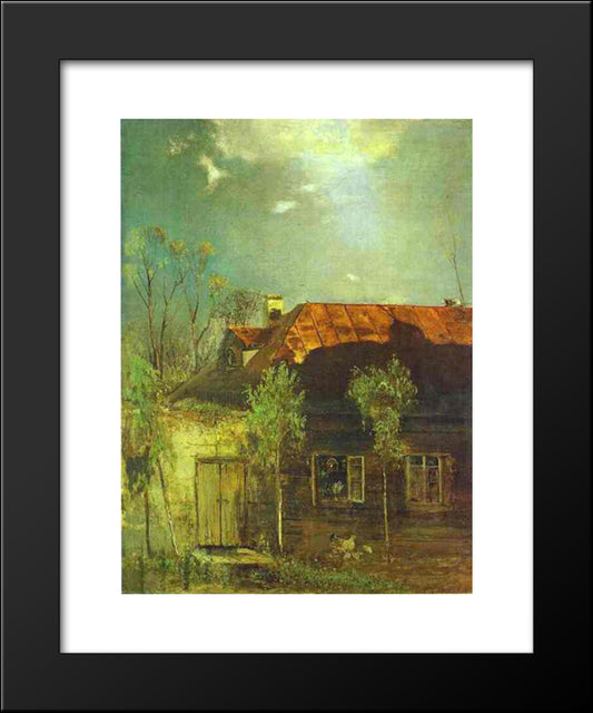 A Provincial Cottage. Spring 20x24 Black Modern Wood Framed Art Print Poster by Savrasov, Aleksey
