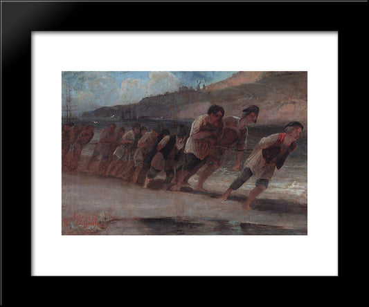 Barge Haulers On The Volga 20x24 Black Modern Wood Framed Art Print Poster by Savrasov, Aleksey