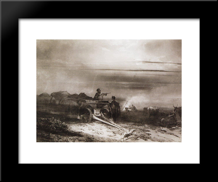 Bivouac In The Desert Convoy Chumakov 20x24 Black Modern Wood Framed Art Print Poster by Savrasov, Aleksey