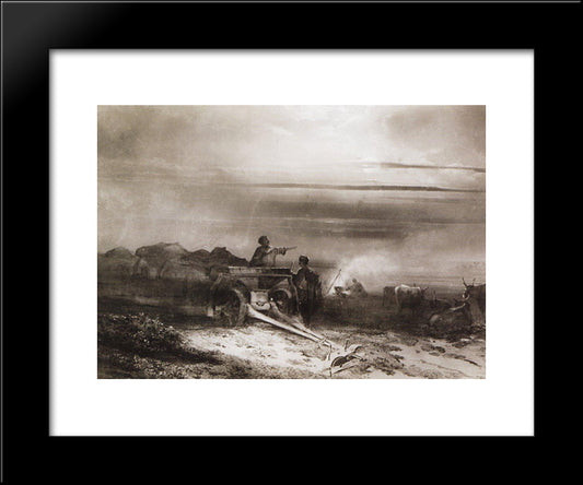 Bivouac In The Desert Convoy Chumakov 20x24 Black Modern Wood Framed Art Print Poster by Savrasov, Aleksey