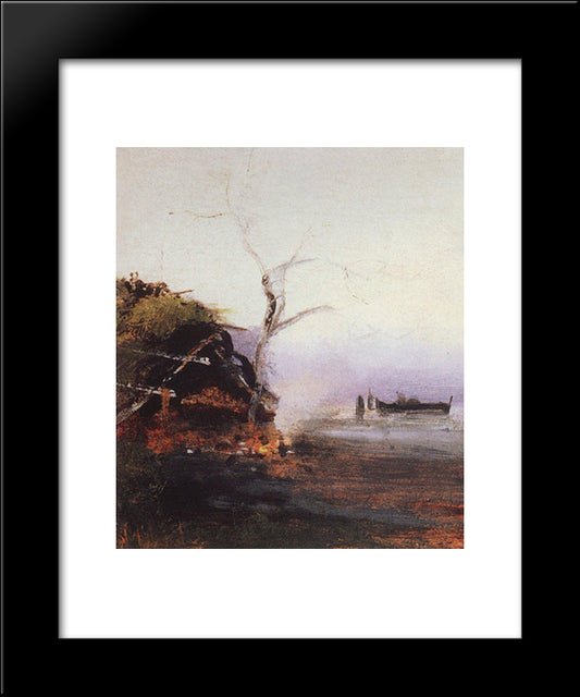 Bonfire Of The River 20x24 Black Modern Wood Framed Art Print Poster by Savrasov, Aleksey