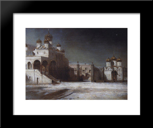 Cathedral Square In The Moscow Kremlin At Night 20x24 Black Modern Wood Framed Art Print Poster by Savrasov, Aleksey