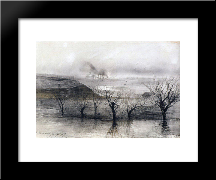 Landscape. The Village Of Volyn 20x24 Black Modern Wood Framed Art Print Poster by Savrasov, Aleksey