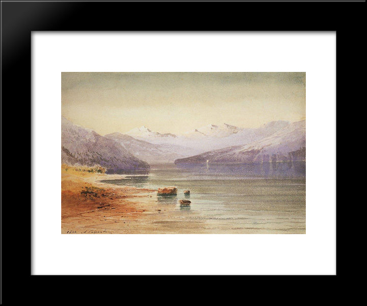 Mountain Lake. Switzerland 20x24 Black Modern Wood Framed Art Print Poster by Savrasov, Aleksey