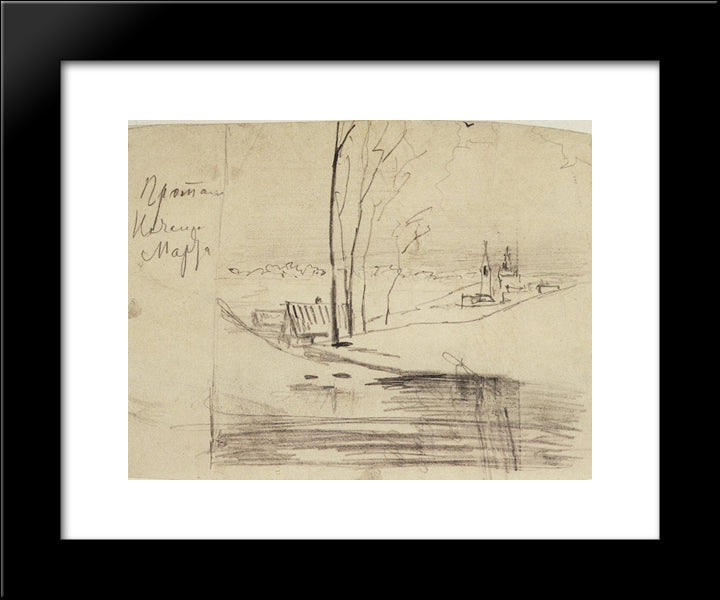 Thaw. Beginning Of March 20x24 Black Modern Wood Framed Art Print Poster by Savrasov, Aleksey