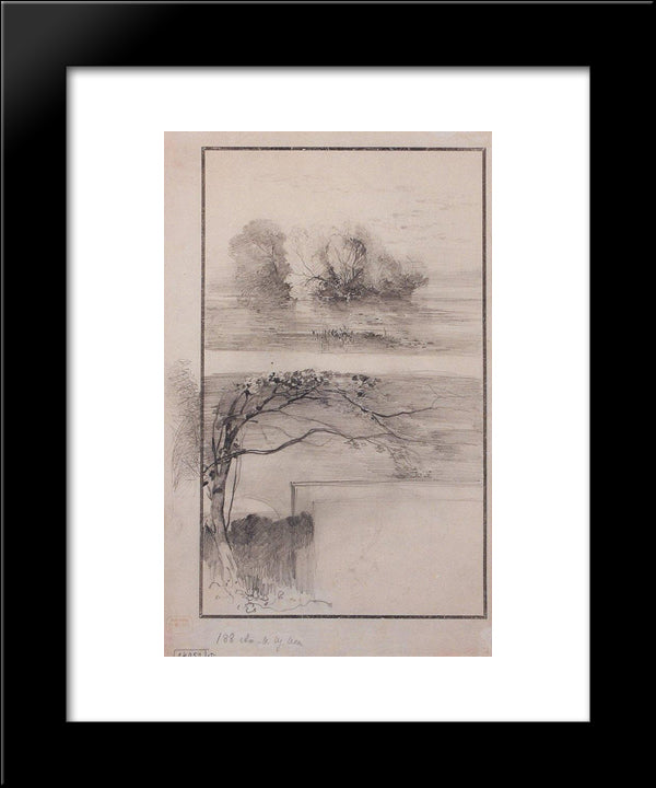 Trees Near The Water. Branches Of Trees 20x24 Black Modern Wood Framed Art Print Poster by Savrasov, Aleksey