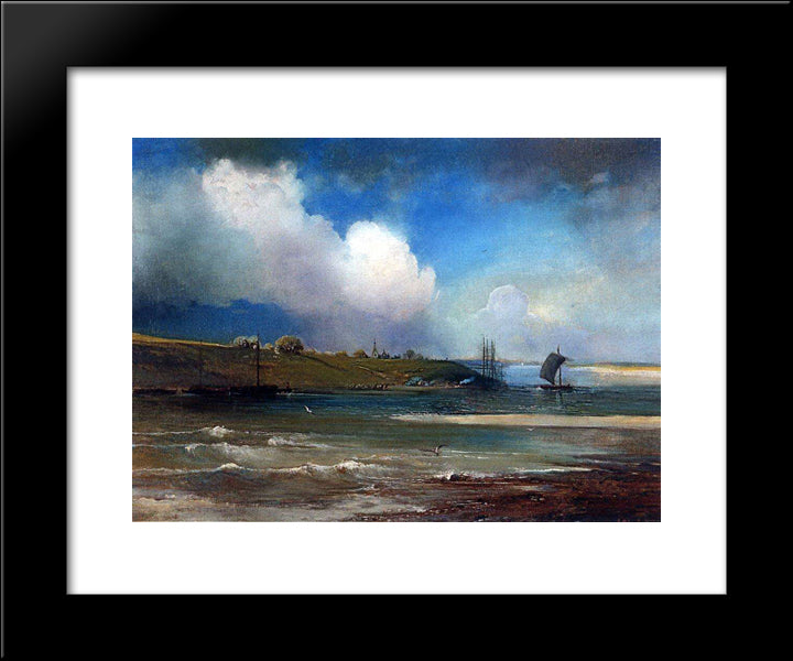 View Of Volga Near Yurievts 20x24 Black Modern Wood Framed Art Print Poster by Savrasov, Aleksey
