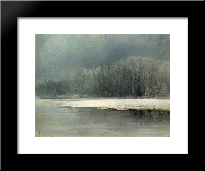 Winter Landscape. Rime 20x24 Black Modern Wood Framed Art Print Poster by Savrasov, Aleksey