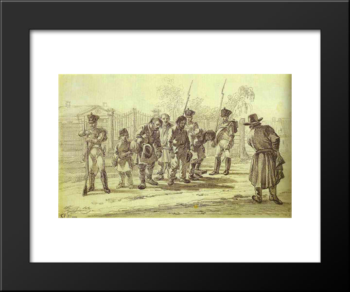 Convicts Under Escort 20x24 Black Modern Wood Framed Art Print Poster by Orlowski, Alexander
