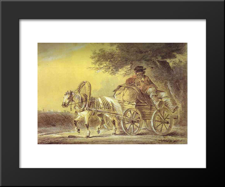 Peasant In A Cart 20x24 Black Modern Wood Framed Art Print Poster by Orlowski, Alexander