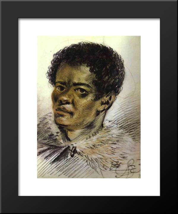 Portrait Of A Negro, Orlovski'S Servant 20x24 Black Modern Wood Framed Art Print Poster by Orlowski, Alexander