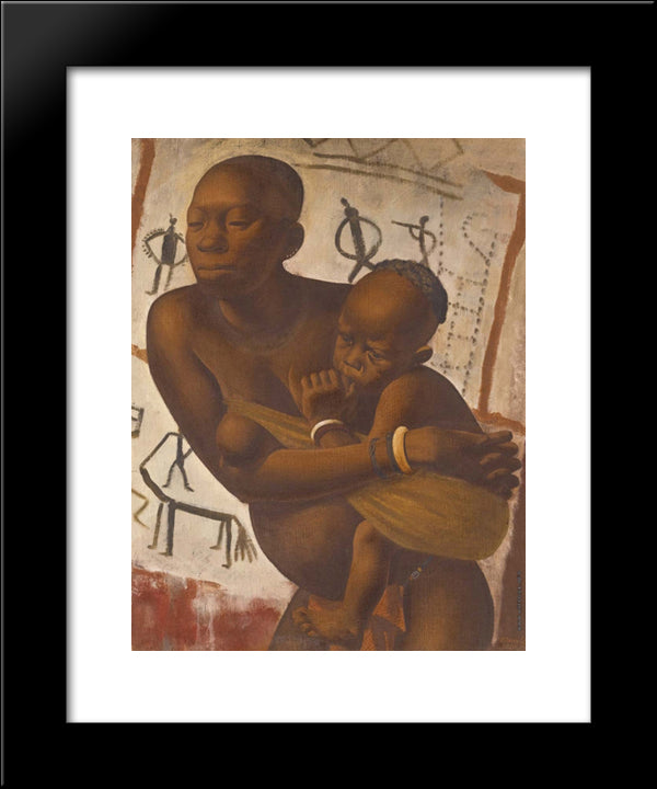 Banda Woman With A Child 20x24 Black Modern Wood Framed Art Print Poster by Jacovleff, Alexandre