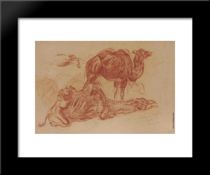 Camels 20x24 Black Modern Wood Framed Art Print Poster by Jacovleff, Alexandre