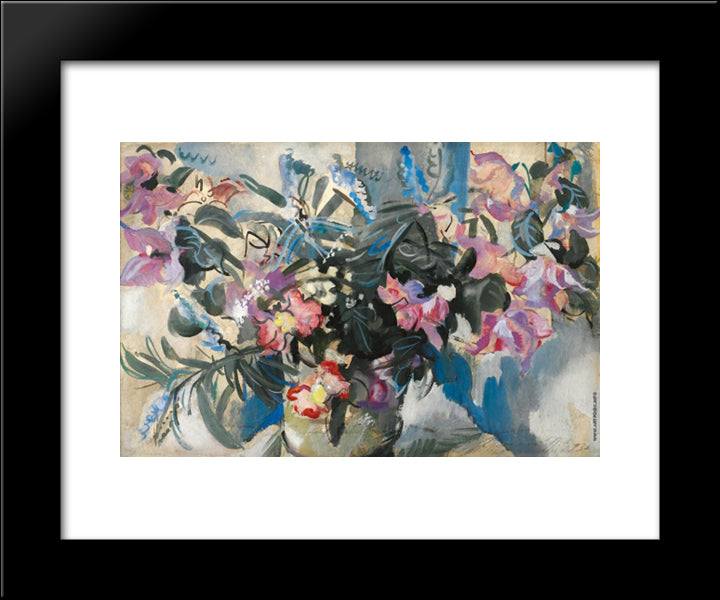 Flowers 20x24 Black Modern Wood Framed Art Print Poster by Jacovleff, Alexandre