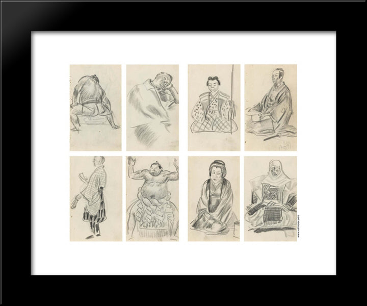 Japanese Sketches 20x24 Black Modern Wood Framed Art Print Poster by Jacovleff, Alexandre