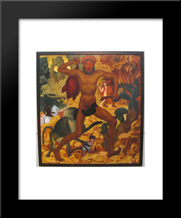 Man With A Monkey 20x24 Black Modern Wood Framed Art Print Poster by Jacovleff, Alexandre