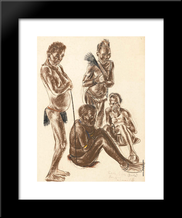 Men Of The Banda Tribe 20x24 Black Modern Wood Framed Art Print Poster by Jacovleff, Alexandre