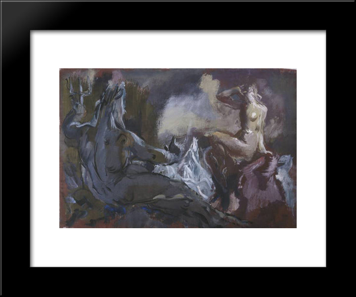 Neptune And Andromeda 20x24 Black Modern Wood Framed Art Print Poster by Jacovleff, Alexandre