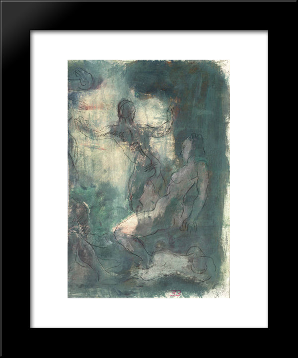 Nude Figures In A Room 20x24 Black Modern Wood Framed Art Print Poster by Jacovleff, Alexandre