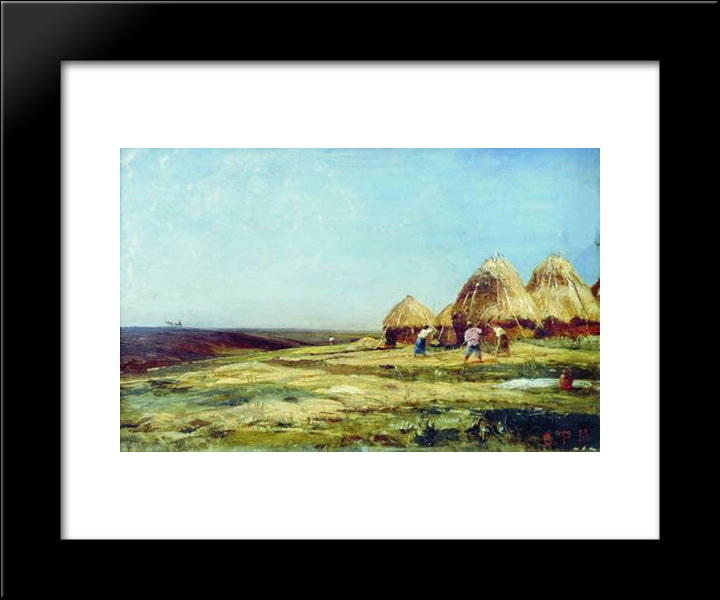 Ablyazov. Threshing 20x24 Black Modern Wood Framed Art Print Poster by Bogolyubov, Alexey