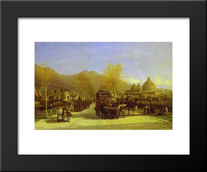 Pisa. View Of The Baptistery And The Cathedral 20x24 Black Modern Wood Framed Art Print Poster by Bogolyubov, Alexey