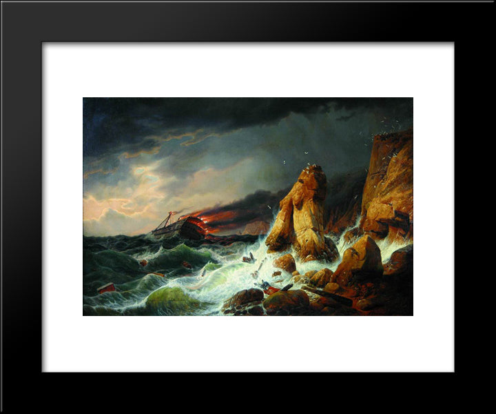 Shipwreck 20x24 Black Modern Wood Framed Art Print Poster by Bogolyubov, Alexey