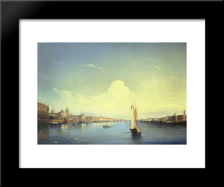 St. Petersburg At Sunset 20x24 Black Modern Wood Framed Art Print Poster by Bogolyubov, Alexey