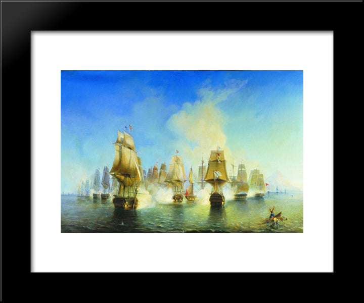 The Battle Of Athos 20x24 Black Modern Wood Framed Art Print Poster by Bogolyubov, Alexey