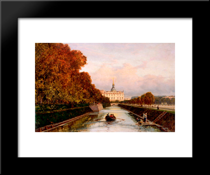 View To Michael'S Castle In Petersburg From Lebiazhy Canal 20x24 Black Modern Wood Framed Art Print Poster by Bogolyubov, Alexey