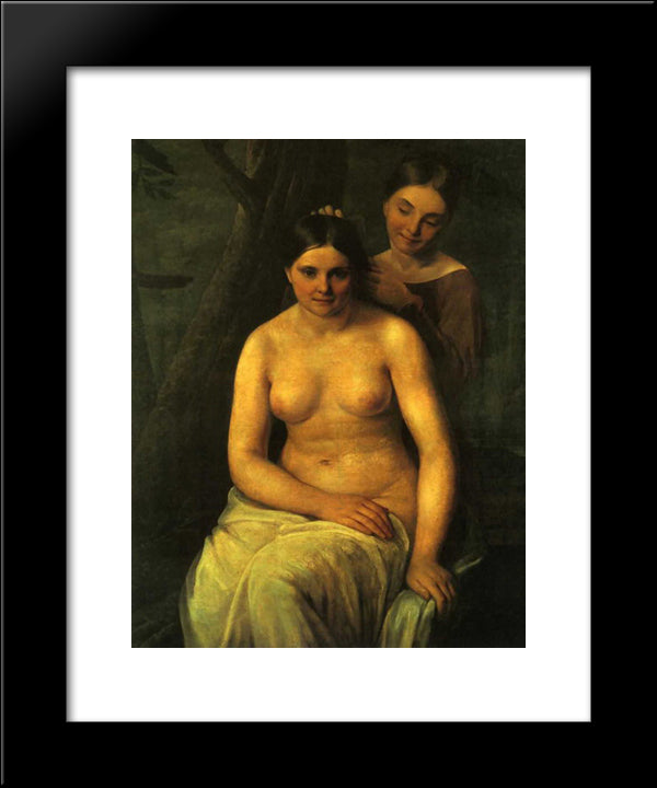 Bather 20x24 Black Modern Wood Framed Art Print Poster by Venetsianov, Alexey