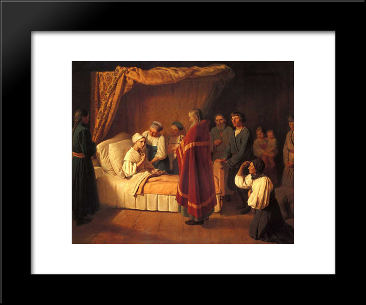 Communion Of Dying 20x24 Black Modern Wood Framed Art Print Poster by Venetsianov, Alexey