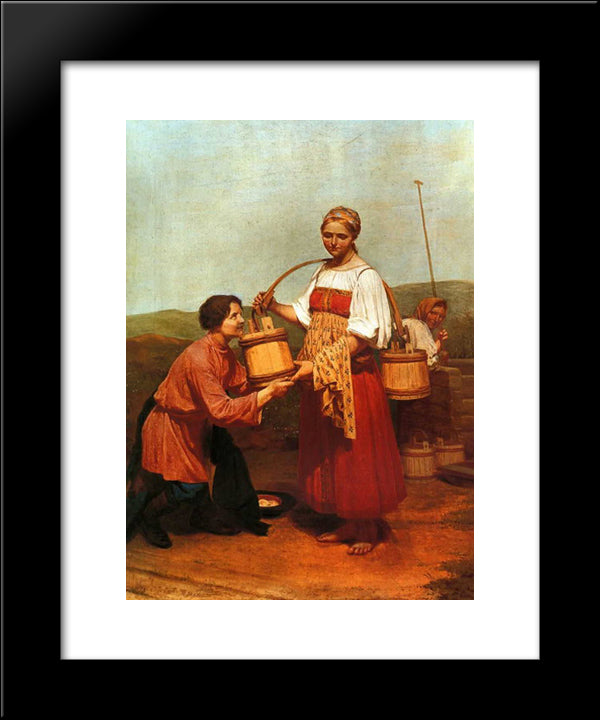 Meeting At The Well 20x24 Black Modern Wood Framed Art Print Poster by Venetsianov, Alexey