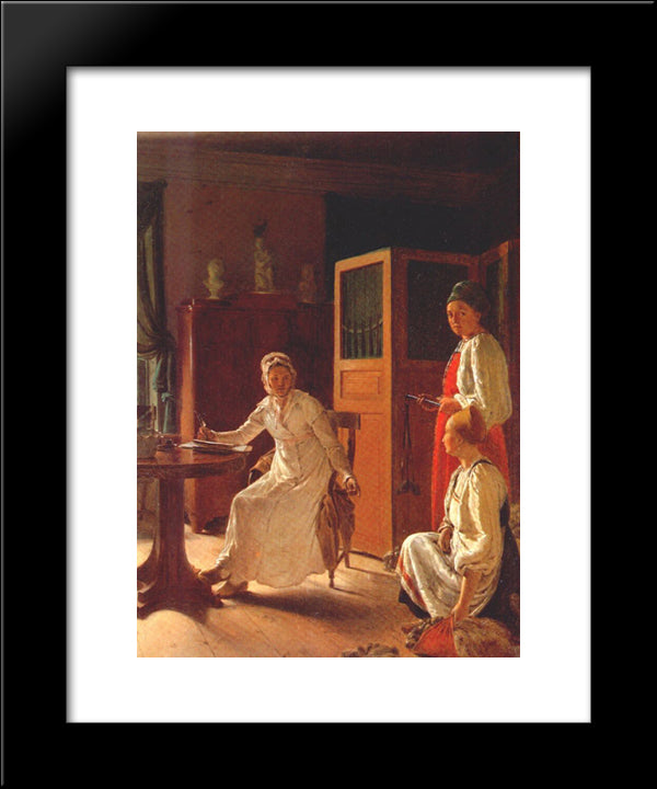 Morning Of The Landlady 20x24 Black Modern Wood Framed Art Print Poster by Venetsianov, Alexey