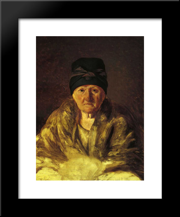 Old Nurse In Shlychkov 20x24 Black Modern Wood Framed Art Print Poster by Venetsianov, Alexey