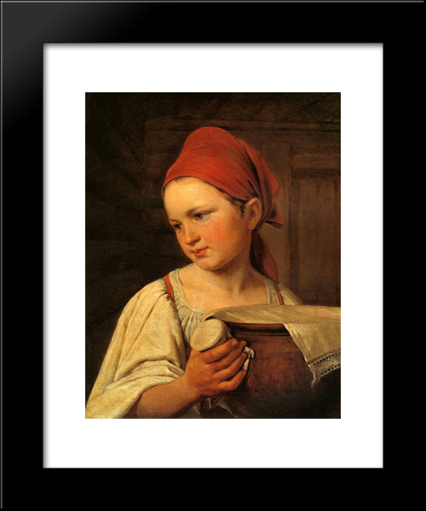 Peasant Woman With Milk 20x24 Black Modern Wood Framed Art Print Poster by Venetsianov, Alexey