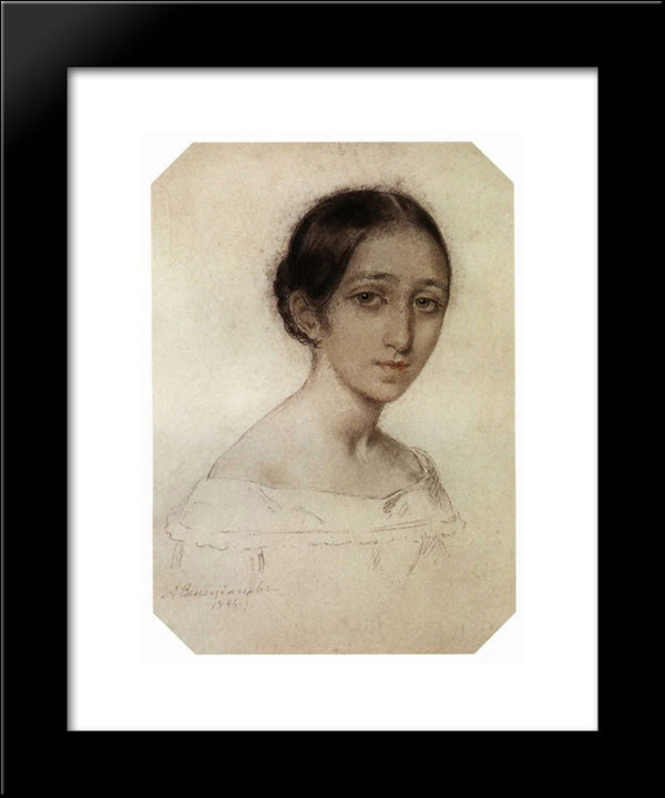 Portrait Of A Girl 20x24 Black Modern Wood Framed Art Print Poster by Venetsianov, Alexey