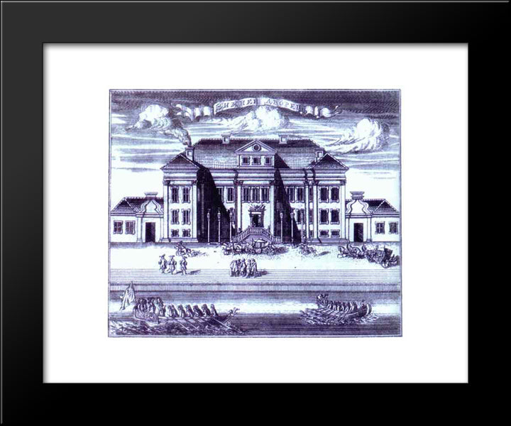 St. Petersburg. View Of The Winter Palace Of Peter I. 20x24 Black Modern Wood Framed Art Print Poster by Zubov, Alexey