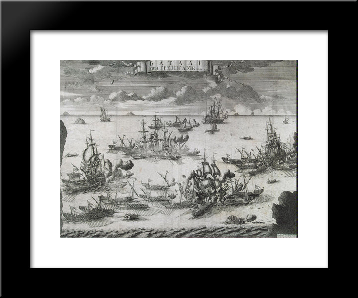 The Battle Of Grengam, June 27 1720 20x24 Black Modern Wood Framed Art Print Poster by Zubov, Alexey