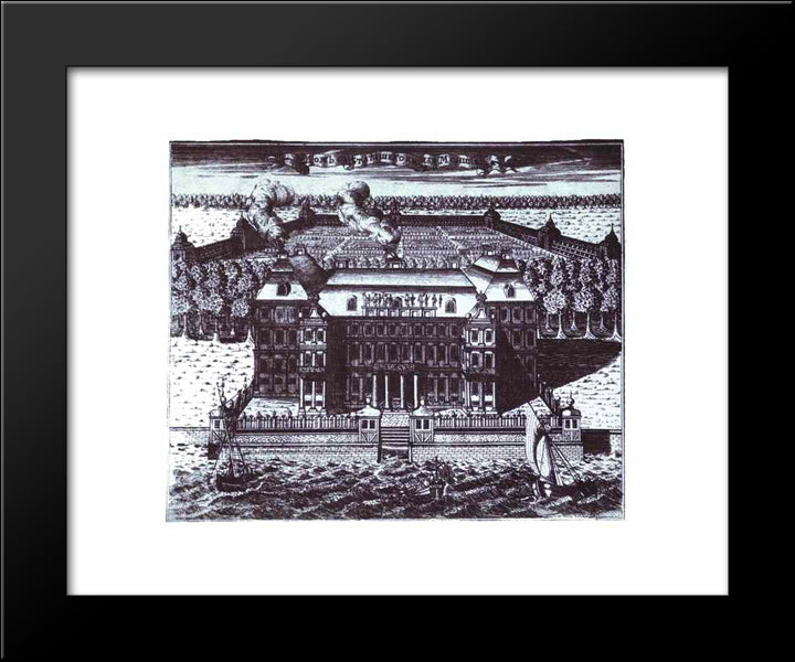 View Of A. Menshikov'S Palace On Vasilievsky Island 20x24 Black Modern Wood Framed Art Print Poster by Zubov, Alexey