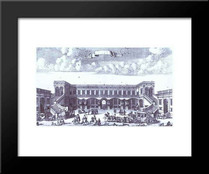View Of The Gagarin'S Moscow Mansion From The Courtyard 20x24 Black Modern Wood Framed Art Print Poster by Zubov, Alexey