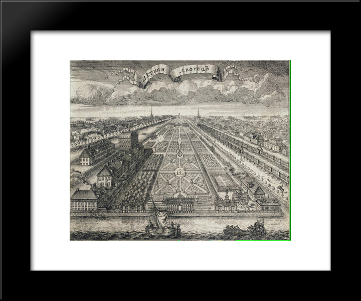 View Of The Summer Gardens From The Neva River 20x24 Black Modern Wood Framed Art Print Poster by Zubov, Alexey