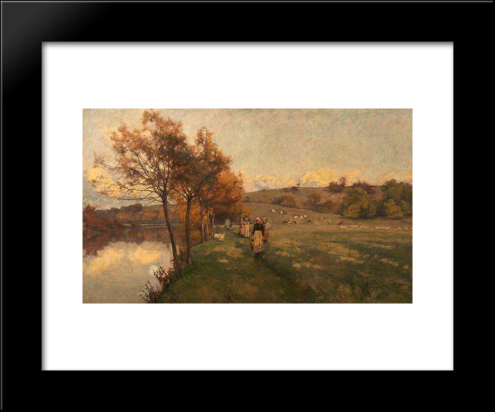 Meadows By The Avon 20x24 Black Modern Wood Framed Art Print Poster by Parsons, Alfred