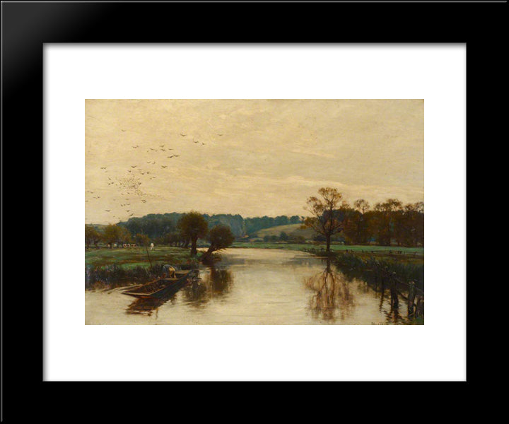 Morning On The Kennet 20x24 Black Modern Wood Framed Art Print Poster by Parsons, Alfred