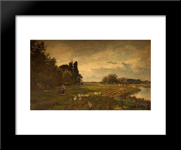 On The Avon Near Stratford 20x24 Black Modern Wood Framed Art Print Poster by Parsons, Alfred