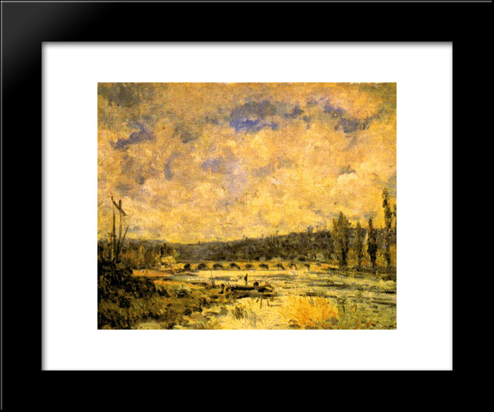 A Ponte 20x24 Black Modern Wood Framed Art Print Poster by Sisley, Alfred