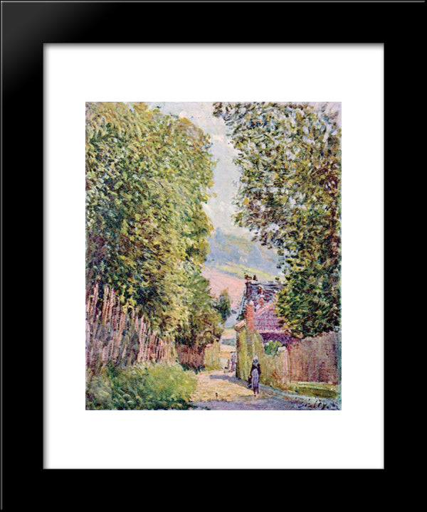 A Street In Louveciennes 20x24 Black Modern Wood Framed Art Print Poster by Sisley, Alfred